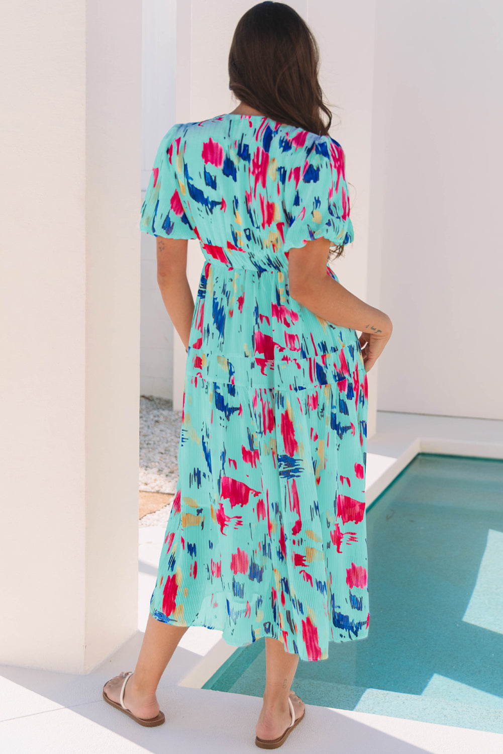 Puff Sleeve Tiered Maxi Dress