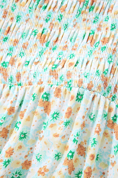 Floral Short Shirred Maxi Dress