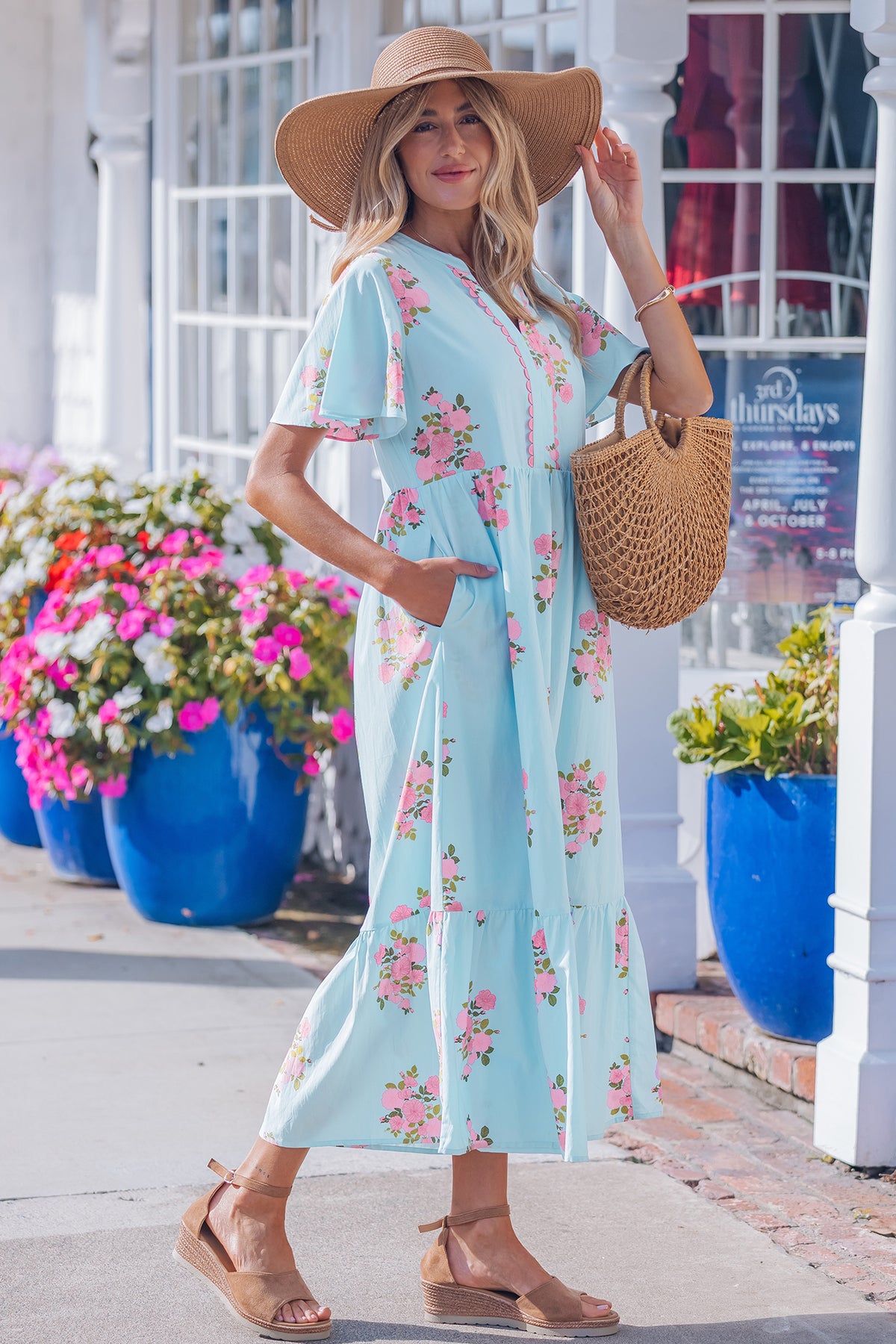 Short Sleeve Floral Maxi Dress