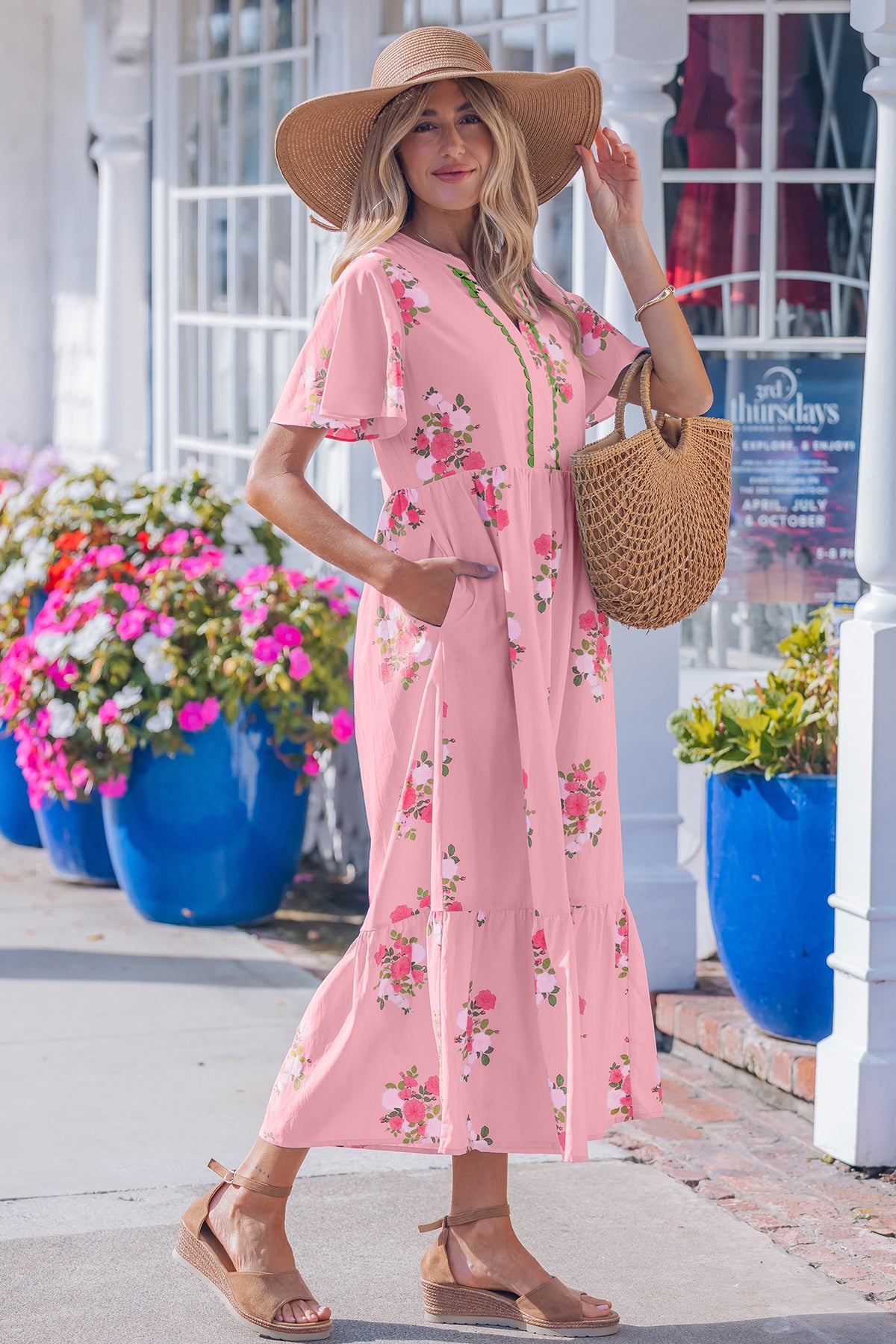 Short Sleeve Floral Maxi Dress