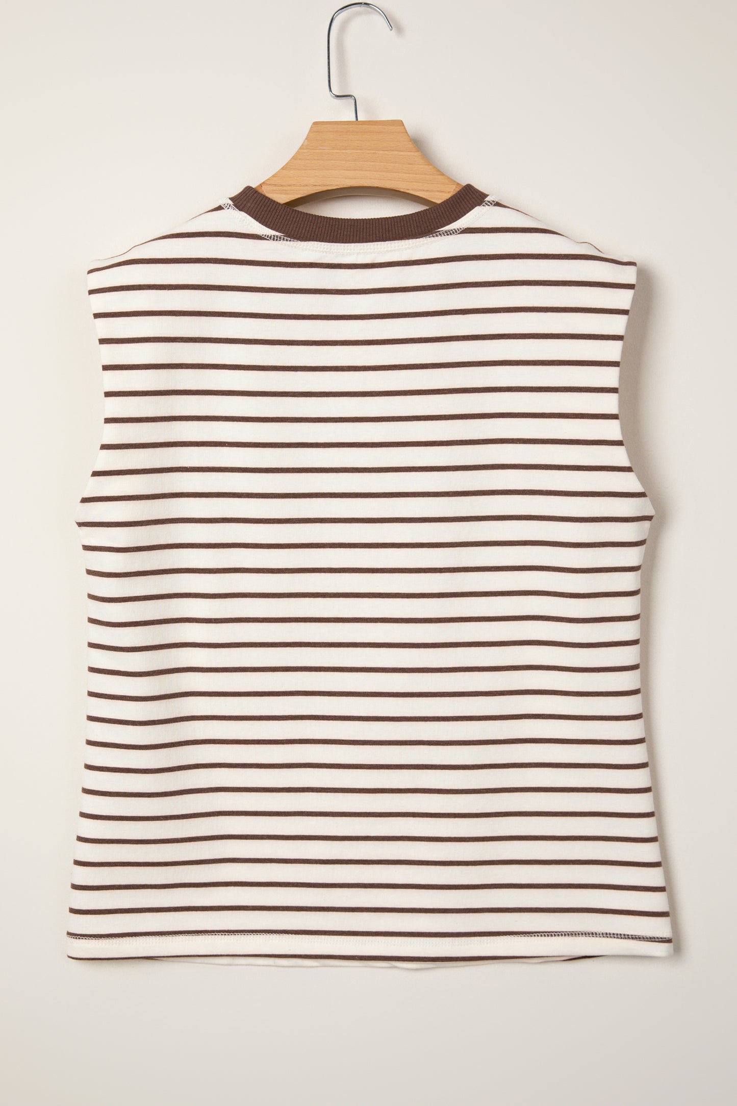 Stripe Ribbed Round Tank Top