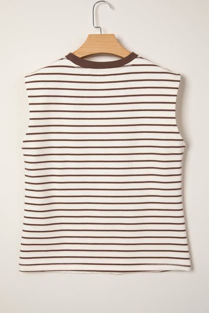 Stripe Ribbed Round Tank Top