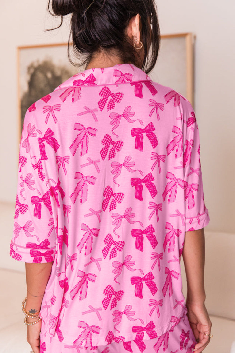 Bow Half Sleeve Pajama Set