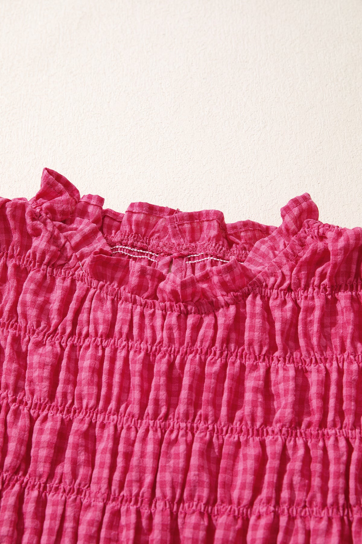 Plaid Shirred Ruffle Tank Top