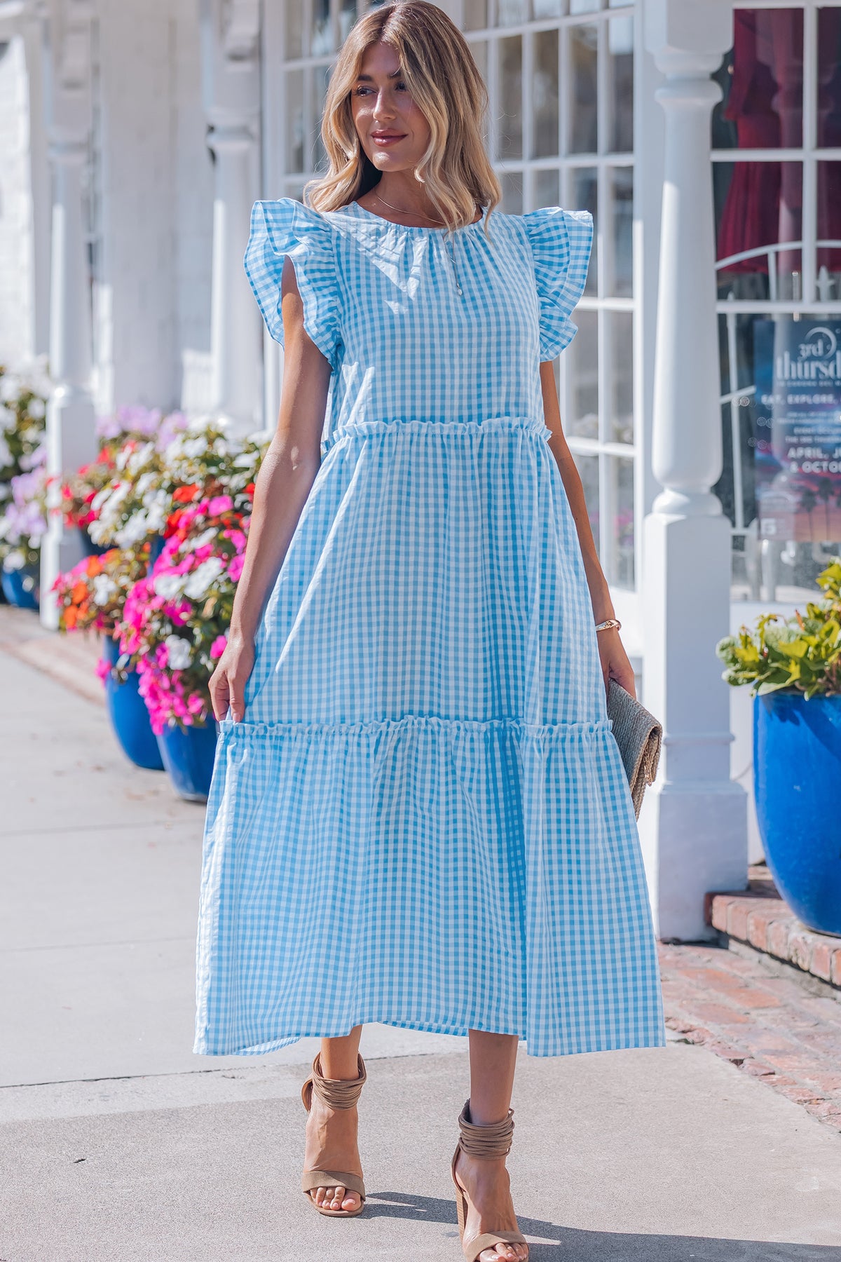 Ruffled Short Sleeve Maxi Dress