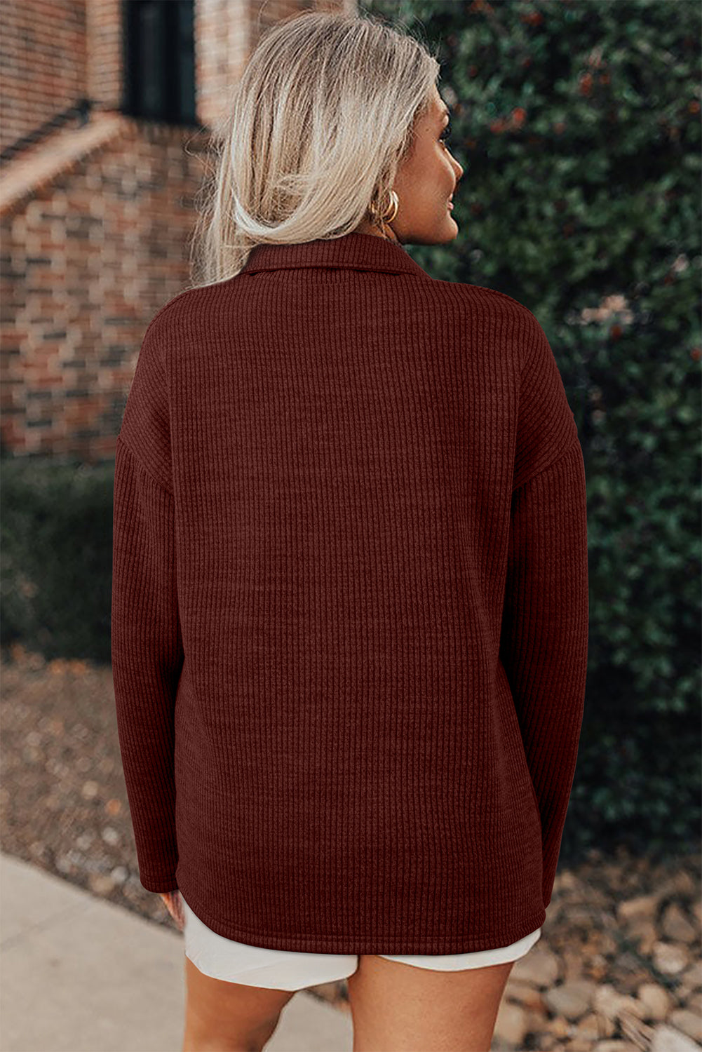Sandalwood Ribbed Knit Buttons Jackets