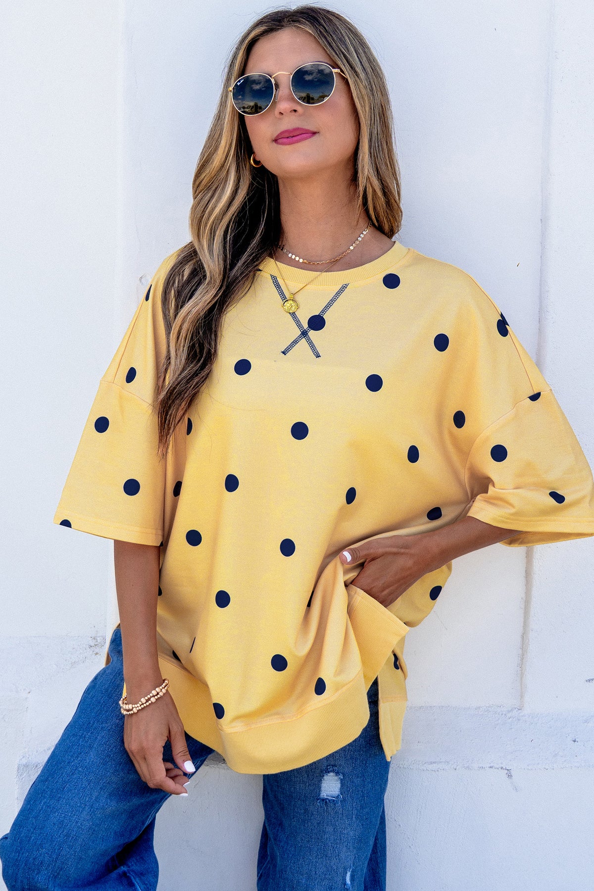 Polka Dot Crossed Oversize Tee