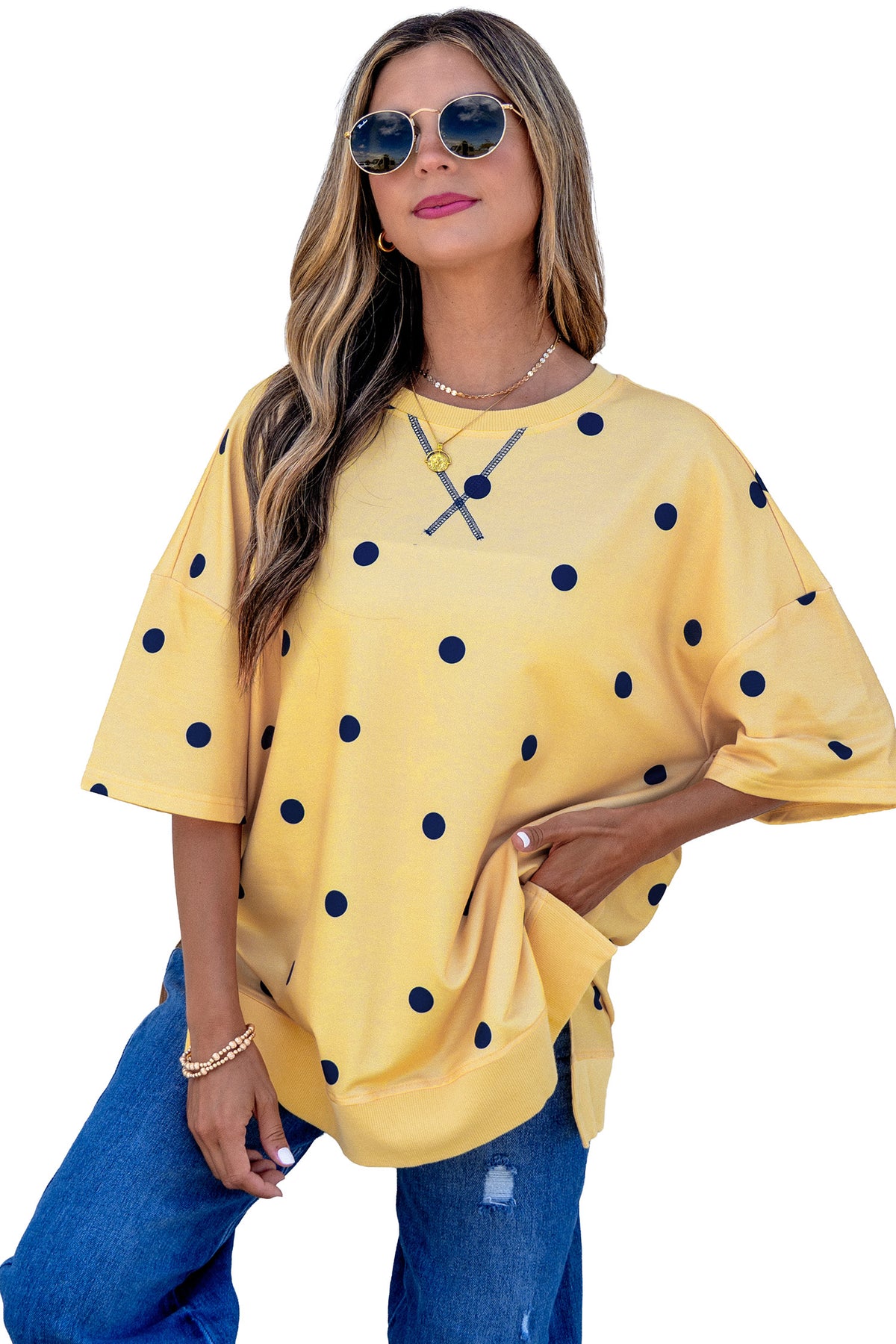 Polka Dot Crossed Oversize Tee