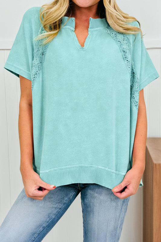 Raw Cut Notched Lace Tee