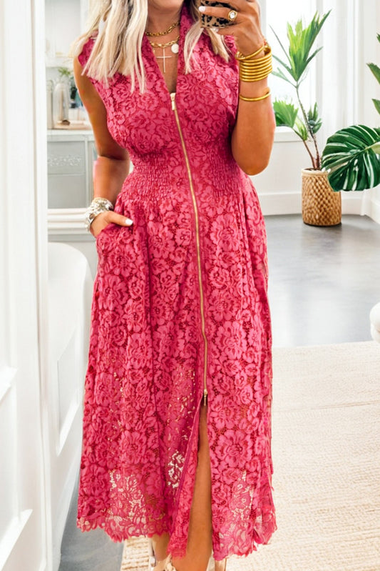 Floral Lace Smocked Maxi Dress