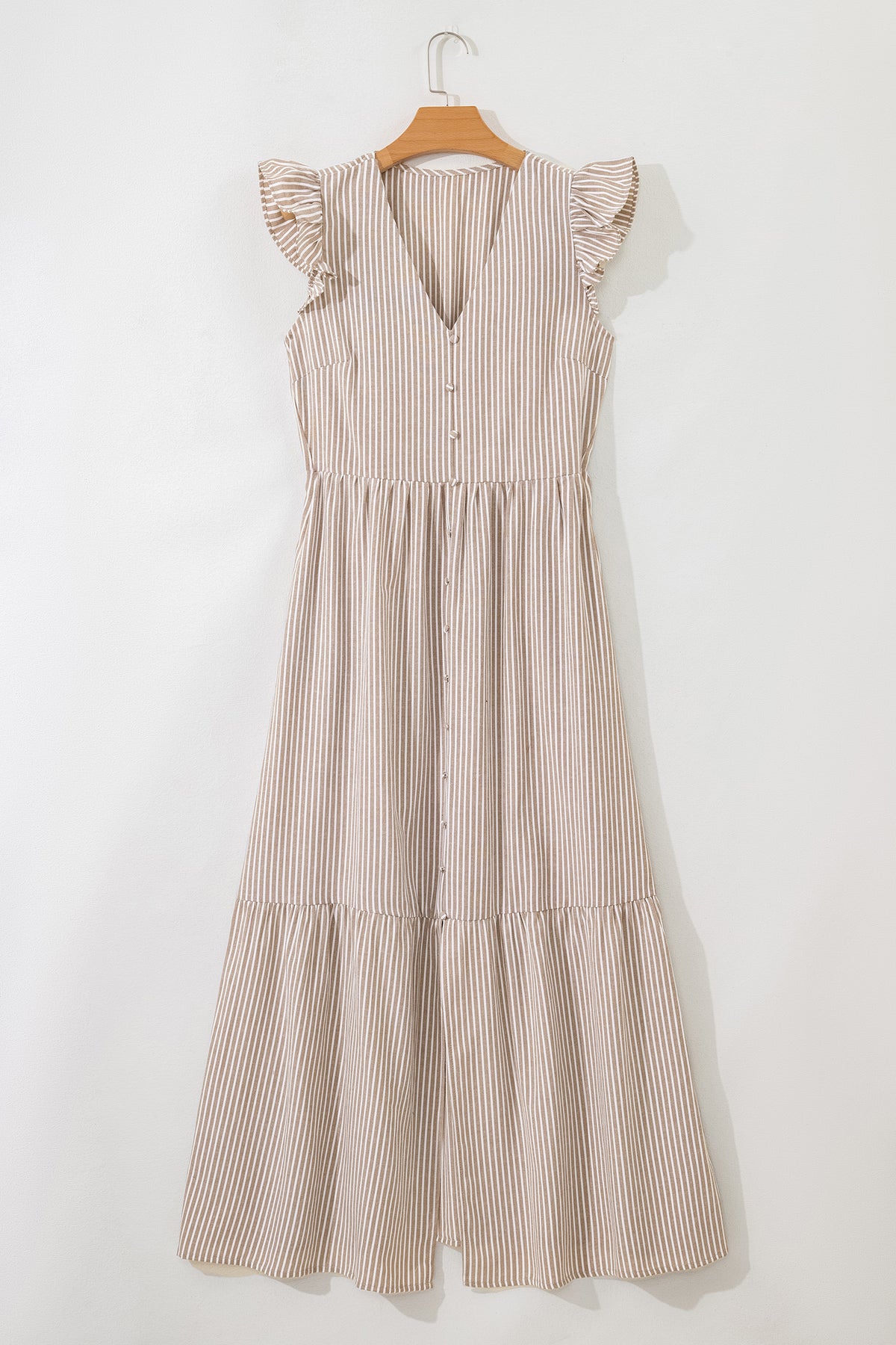 Stripe Flutter Sleeve Maxi Dress