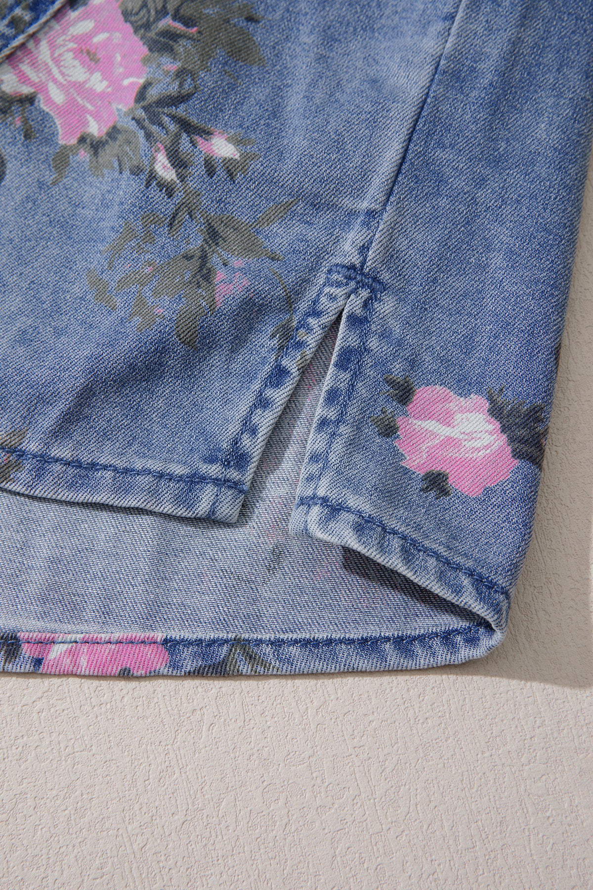 Bracelet Sleeve Floral Denim Blouse