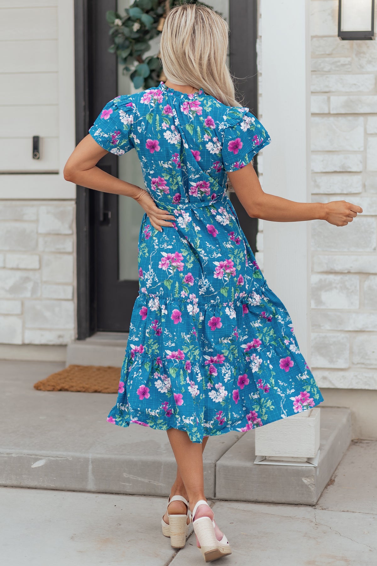 Floral Flutter Sleeve Maxi Dress