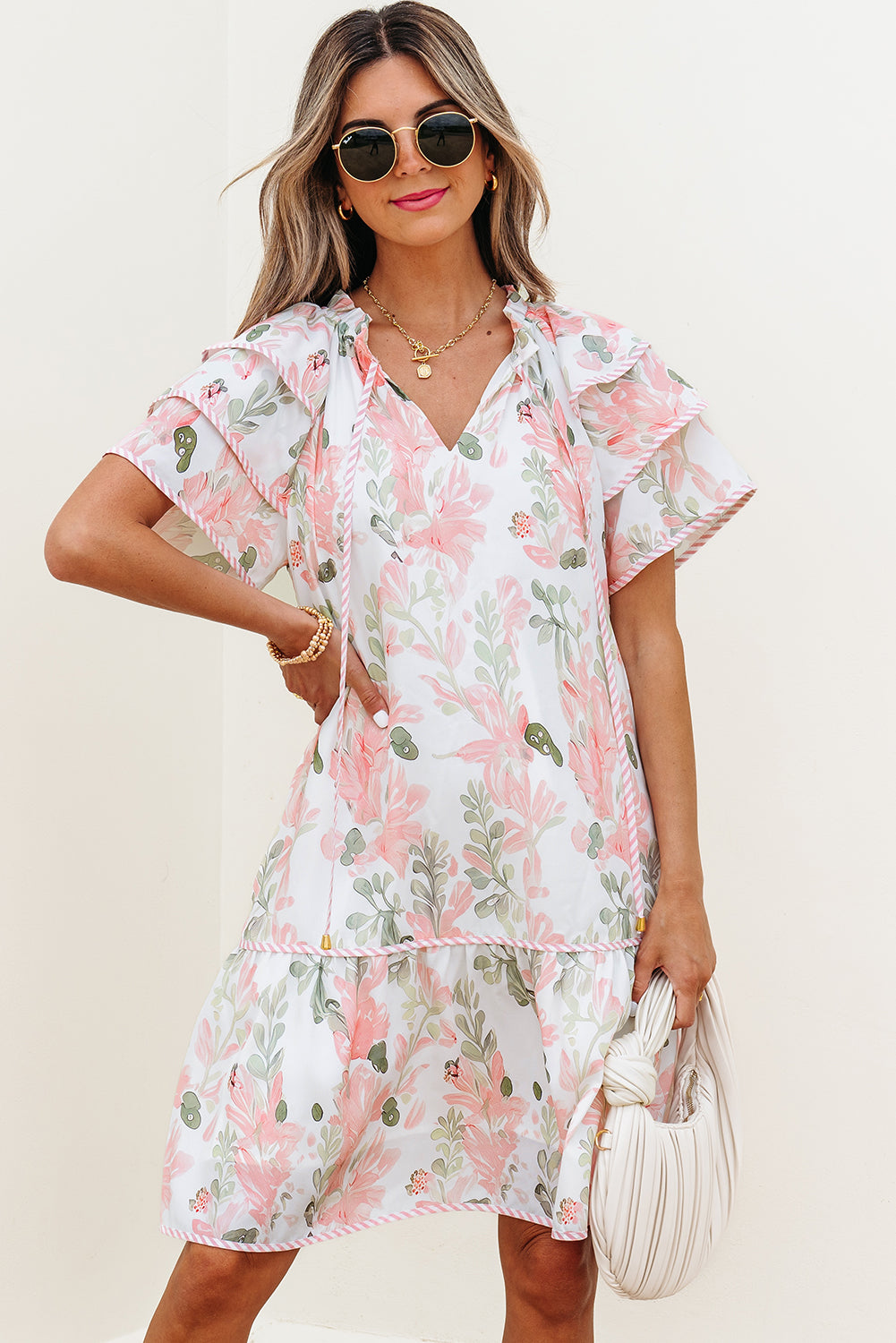 Short Sleeve Mini Floral Dress