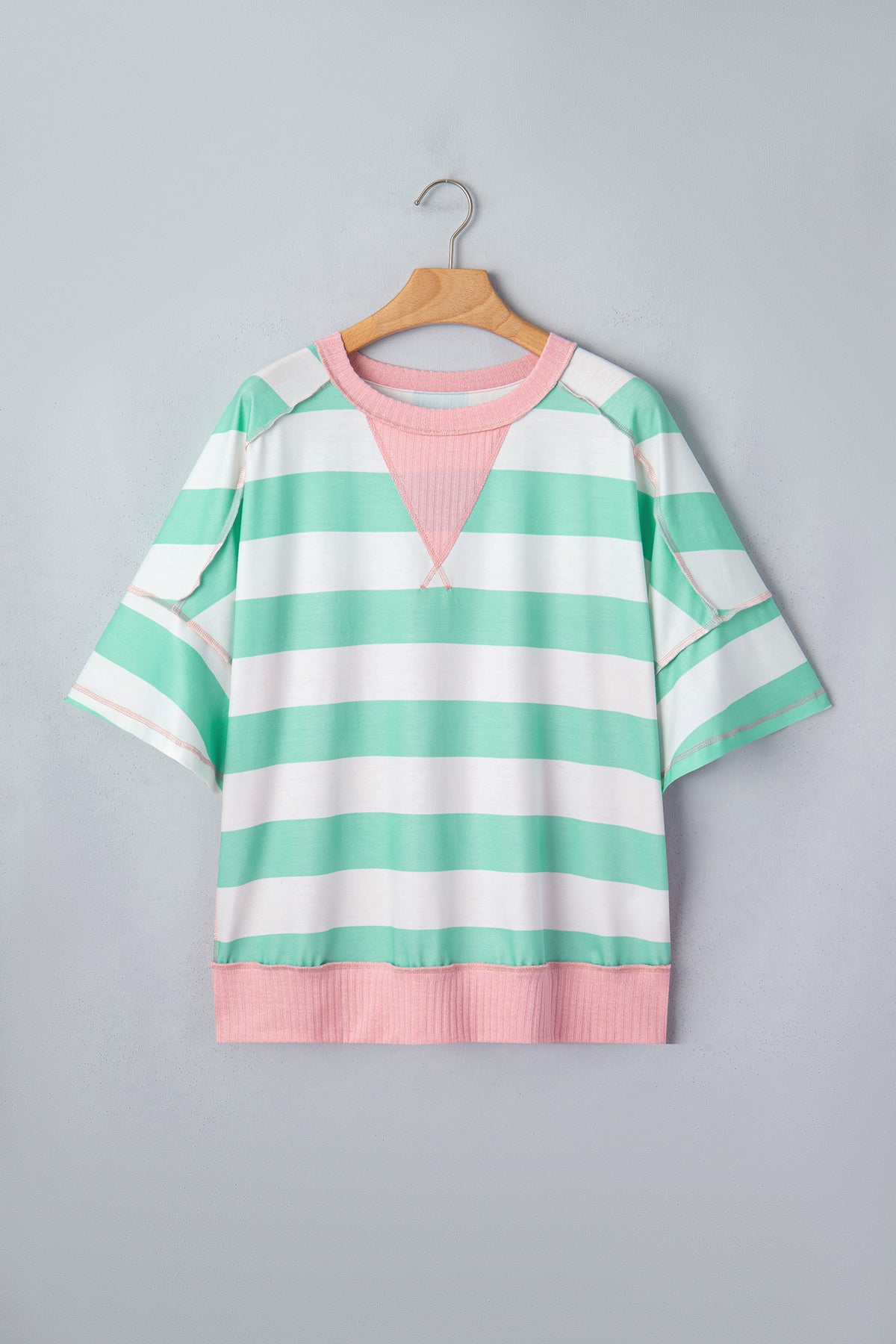 Stripe Exposed Seam Oversized Tee
