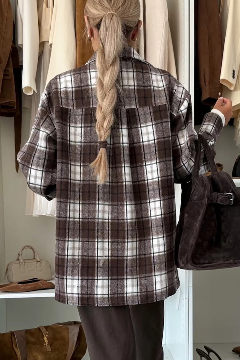 Flanel Single Chest Plaid Shackets