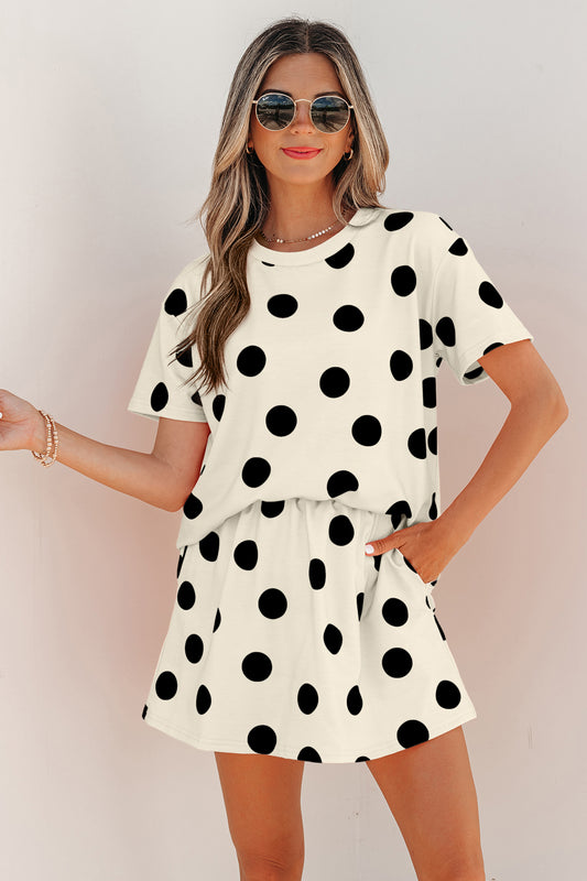 Polka Dot Top Two-Piece Set