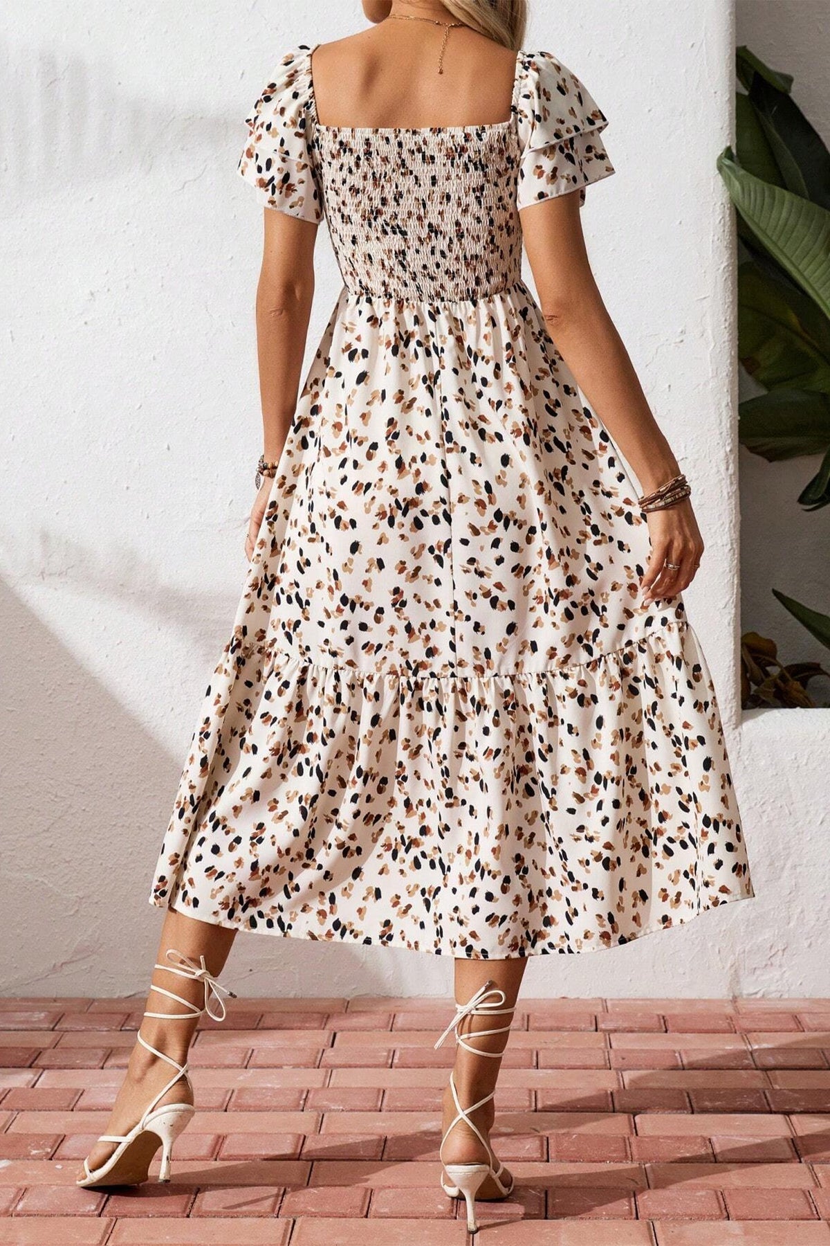 Ditsy Smocked Ruffle Floral Dress