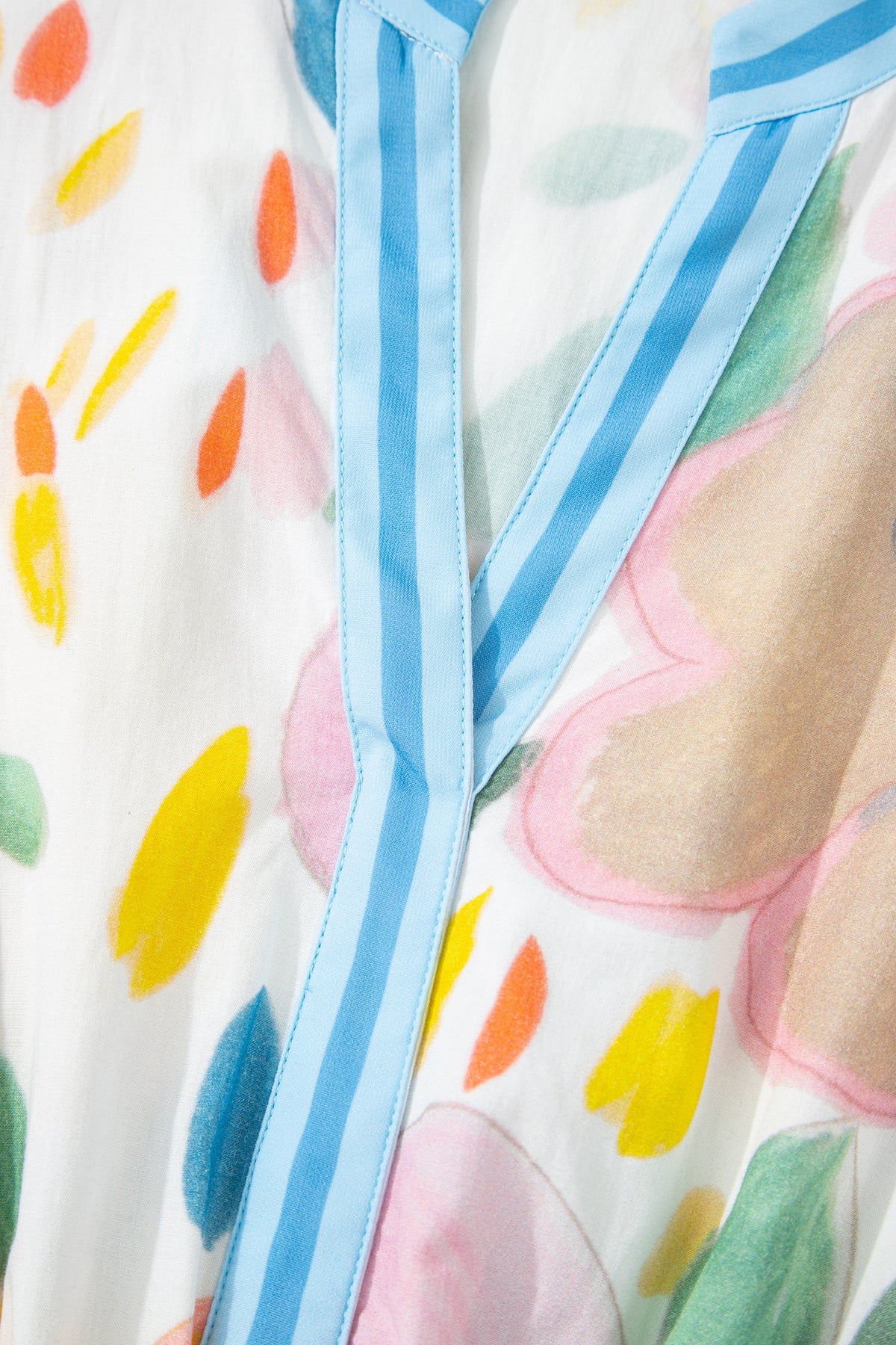 Doodle Striped V-neck Floral Dress