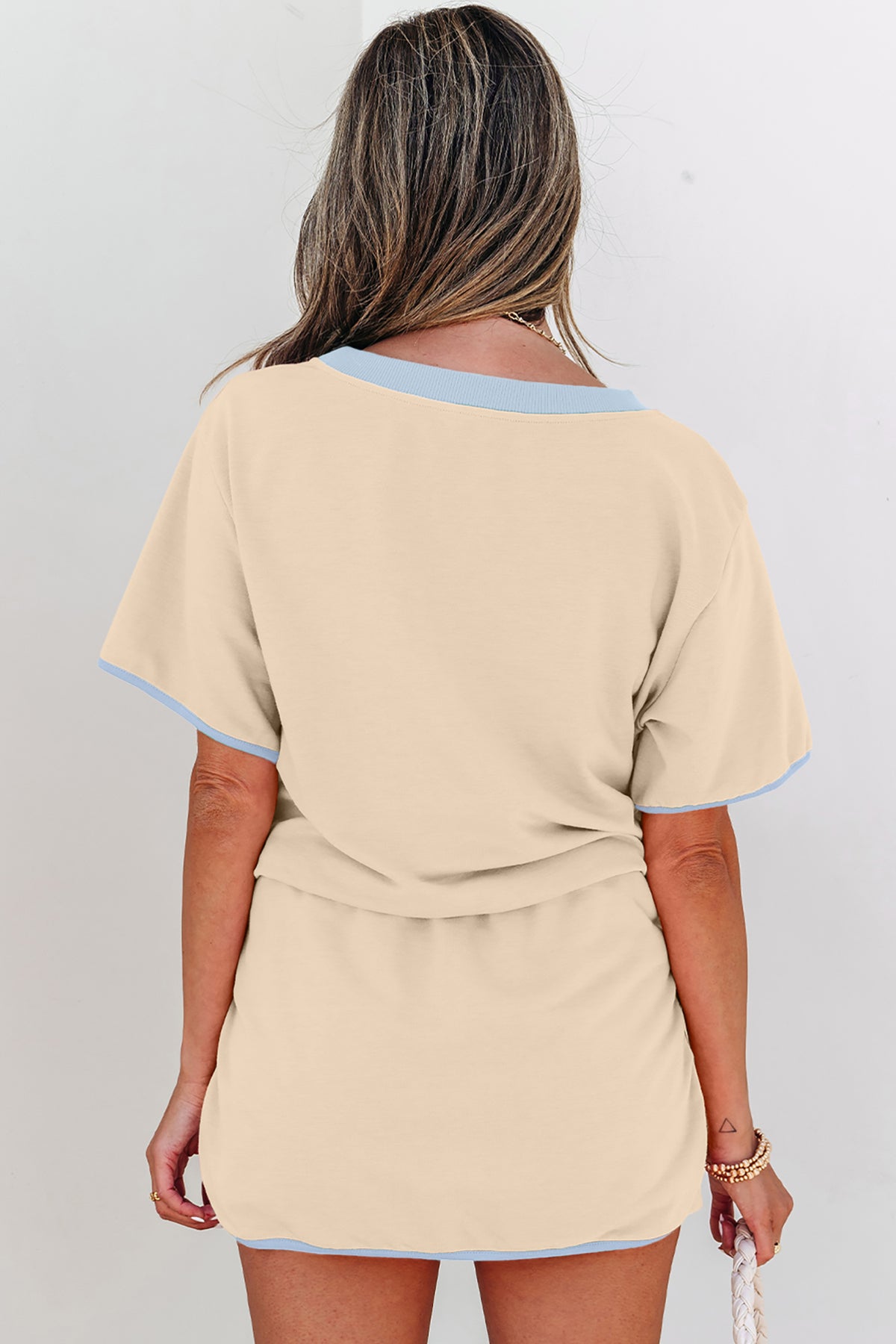Turquoise Colorblock Edge Two-Piece Set