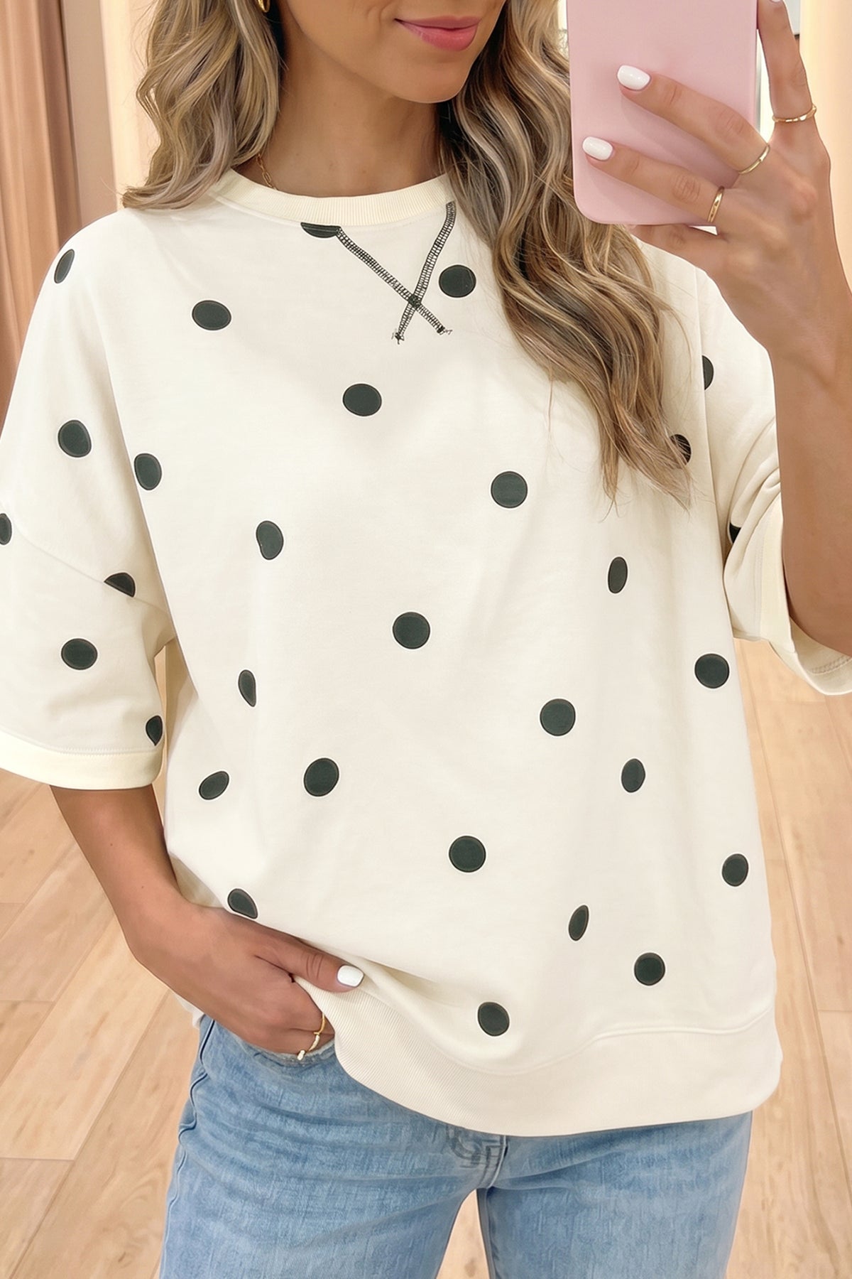 Polka Dot Crossed Oversize Tee