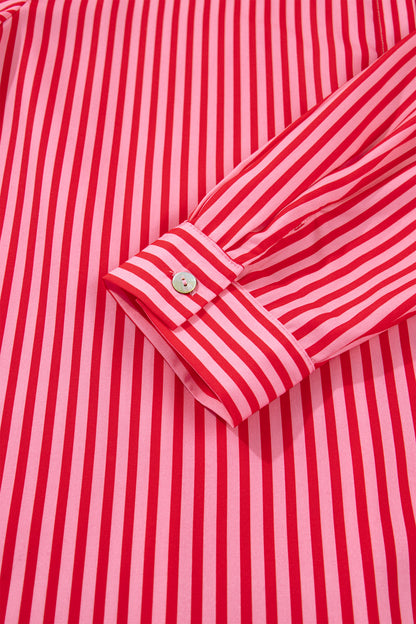 Stripe Button-up Long Sleeve Blouse