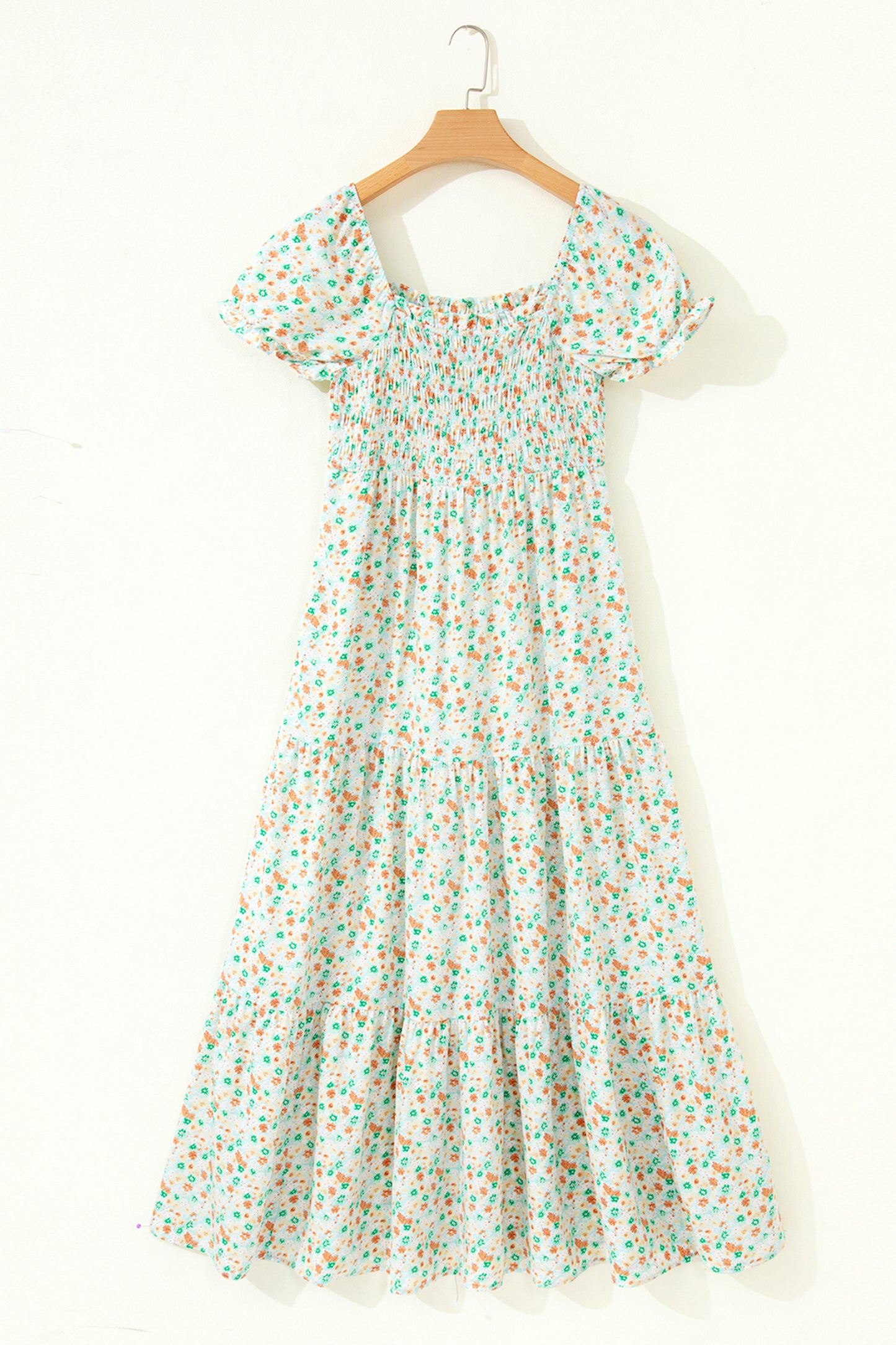 Floral Short Shirred Maxi Dress