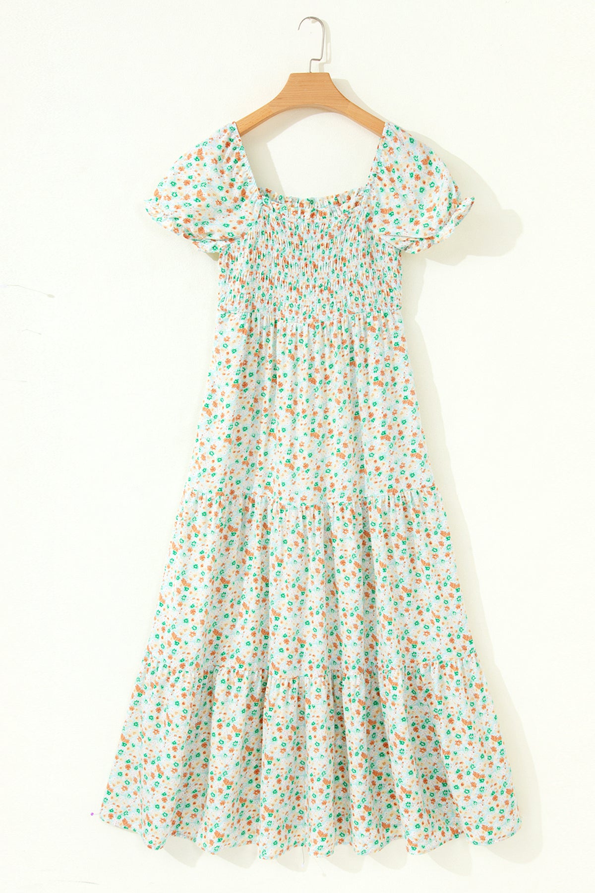 Floral Short Shirred Maxi Dress