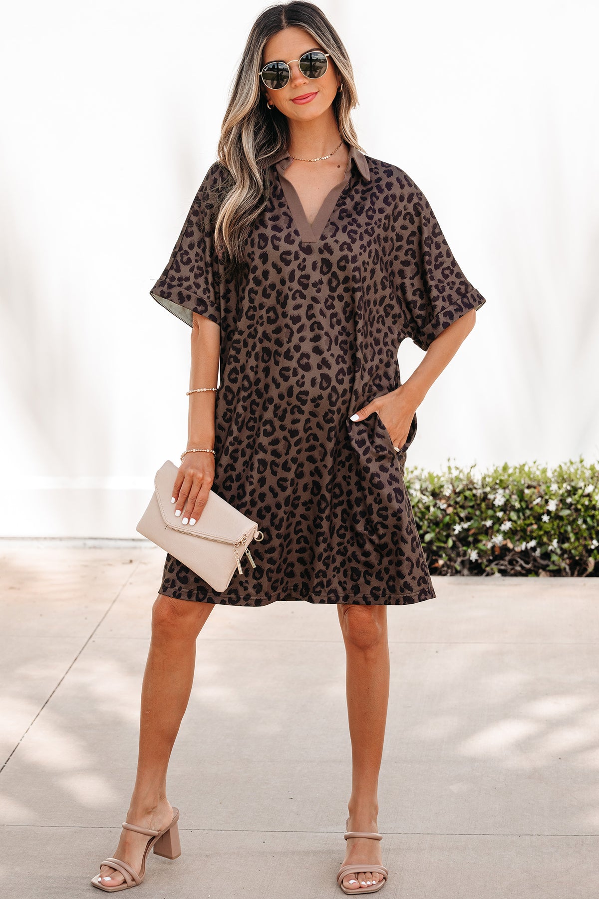 Leopard Collar V-neck Mini Dress