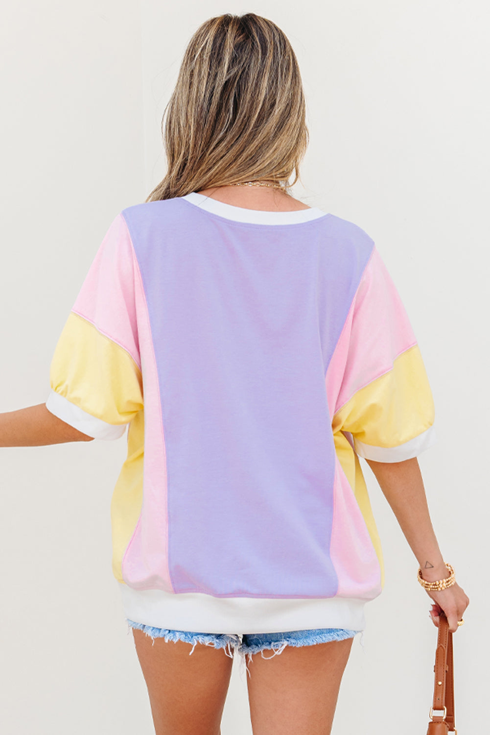 Color Block Oversized Shirt Tee