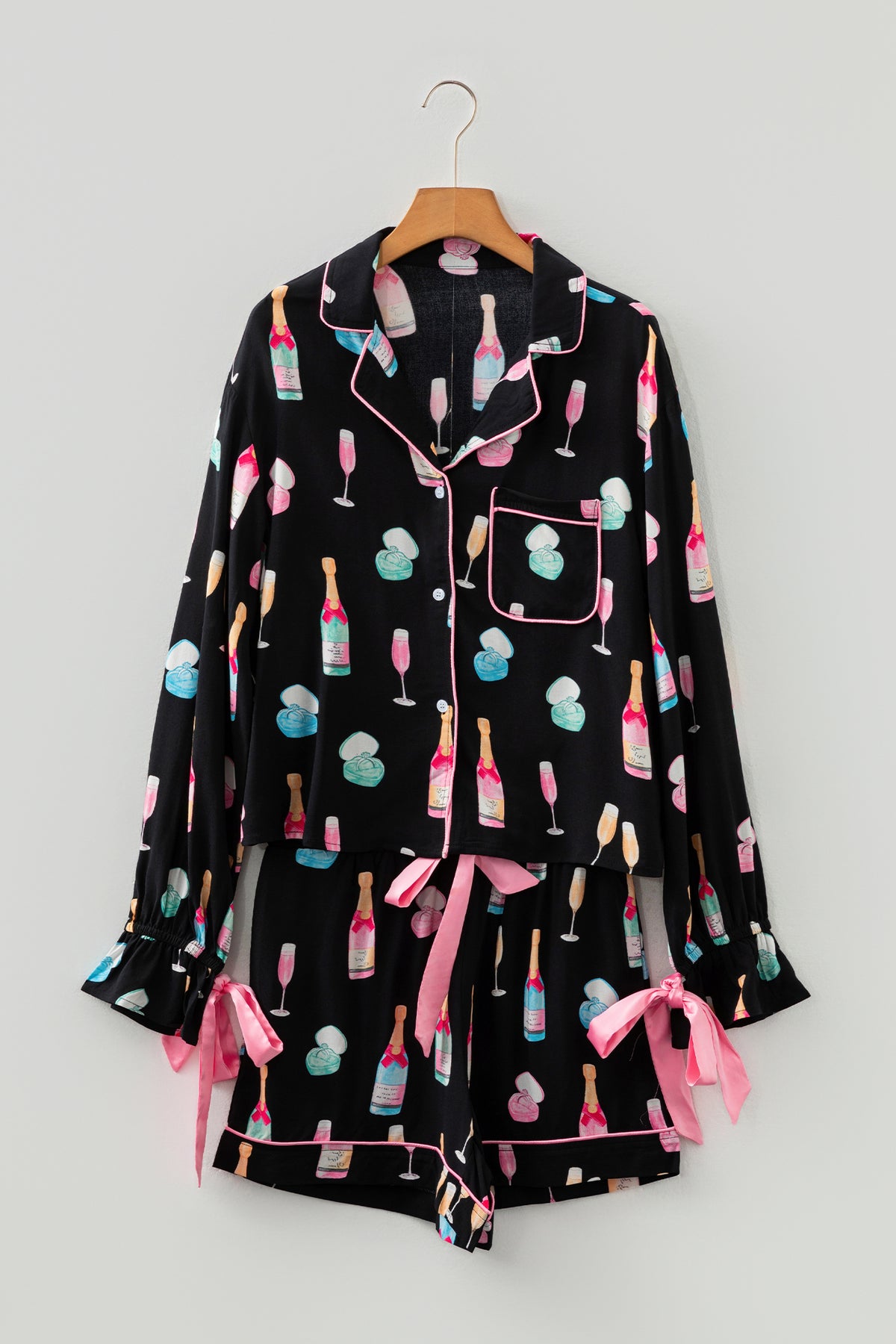 Color Bow Knot Pajama Set