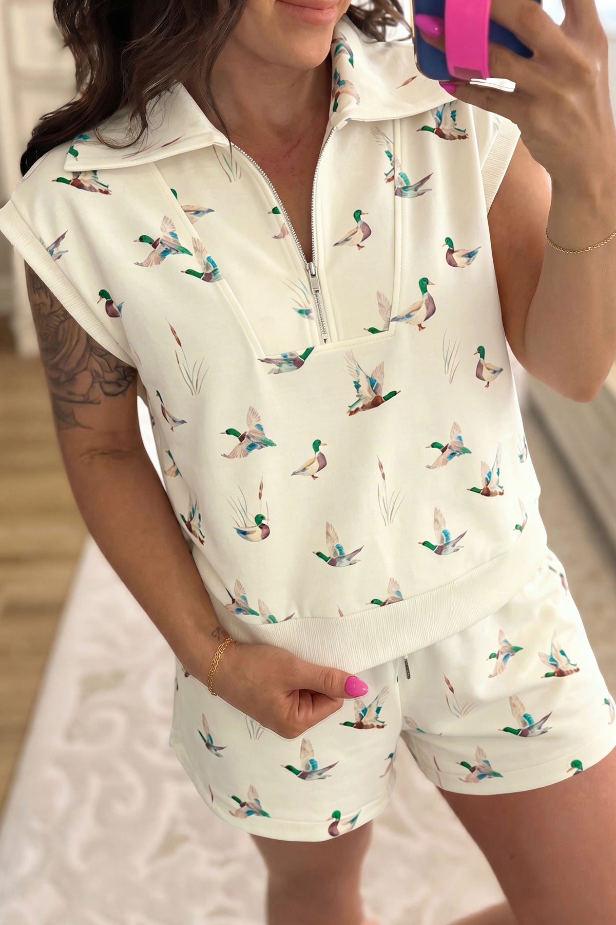 Mallard Printed Drawstring Short Set