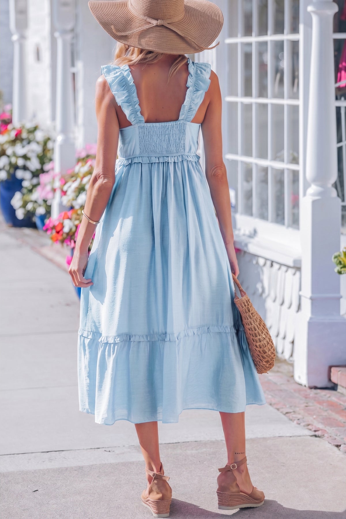 Color Ruffle Sleeveless Maxi Dress