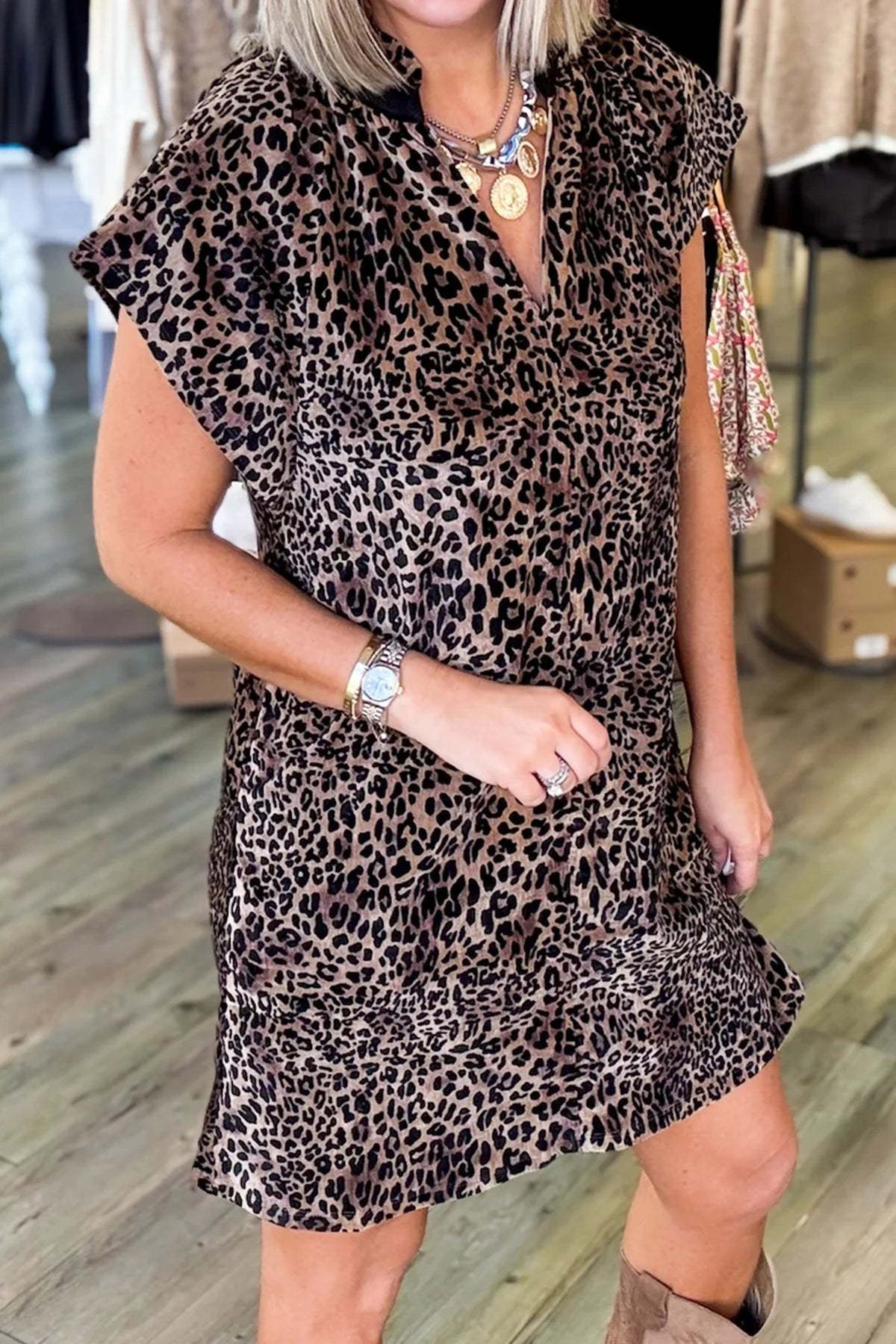 Leopard Short Sleeve Mini Dress