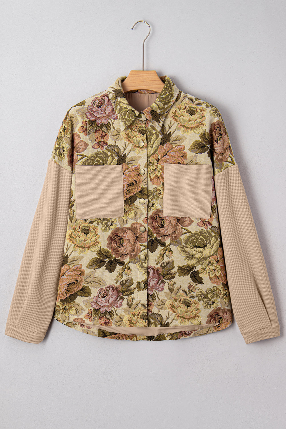 Floral Waffle Knit Buttoned Jackets