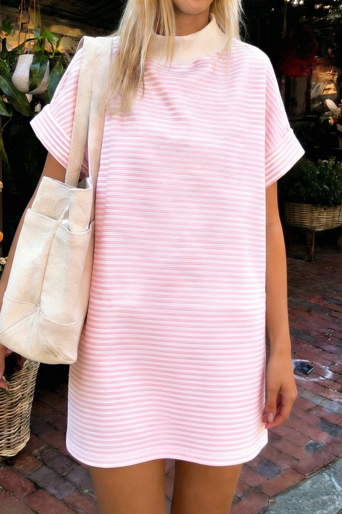Stripe Short Sleeve Mini Dress