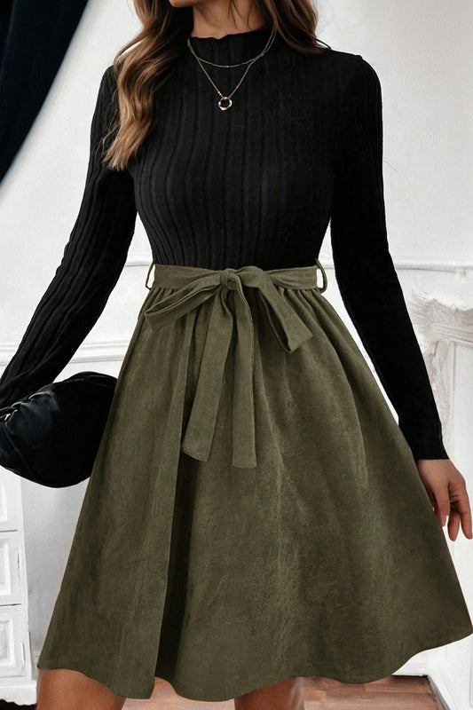 Ribbed Knit Flared Mini Dress