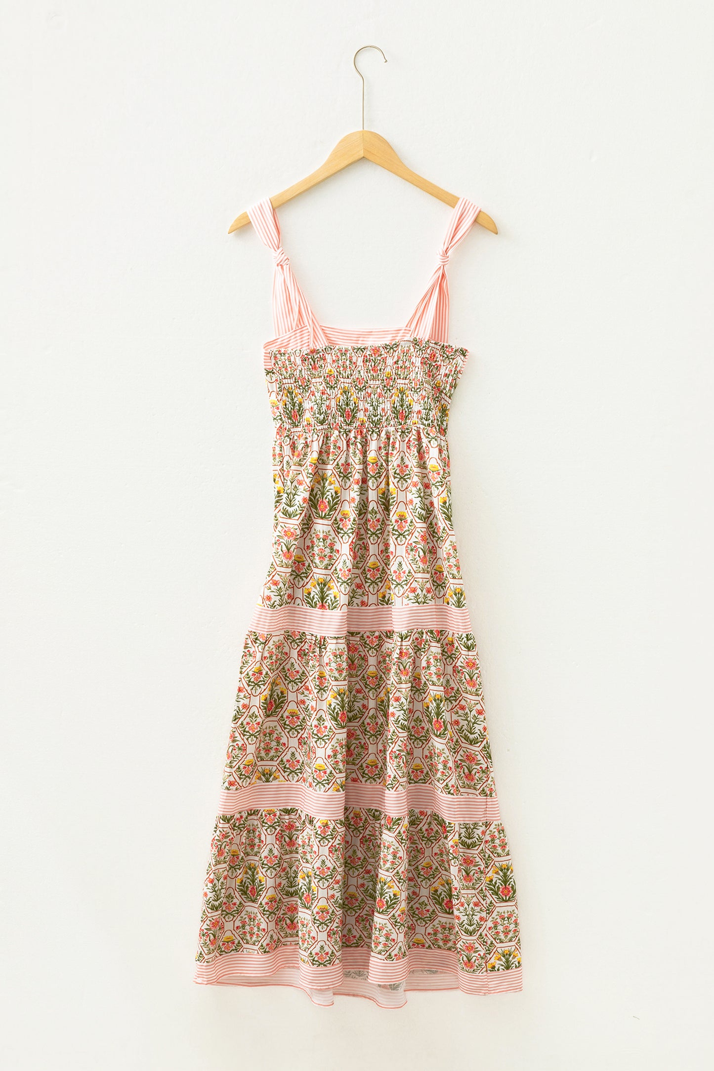 Geometric Striped Sleeveless Floral Dress