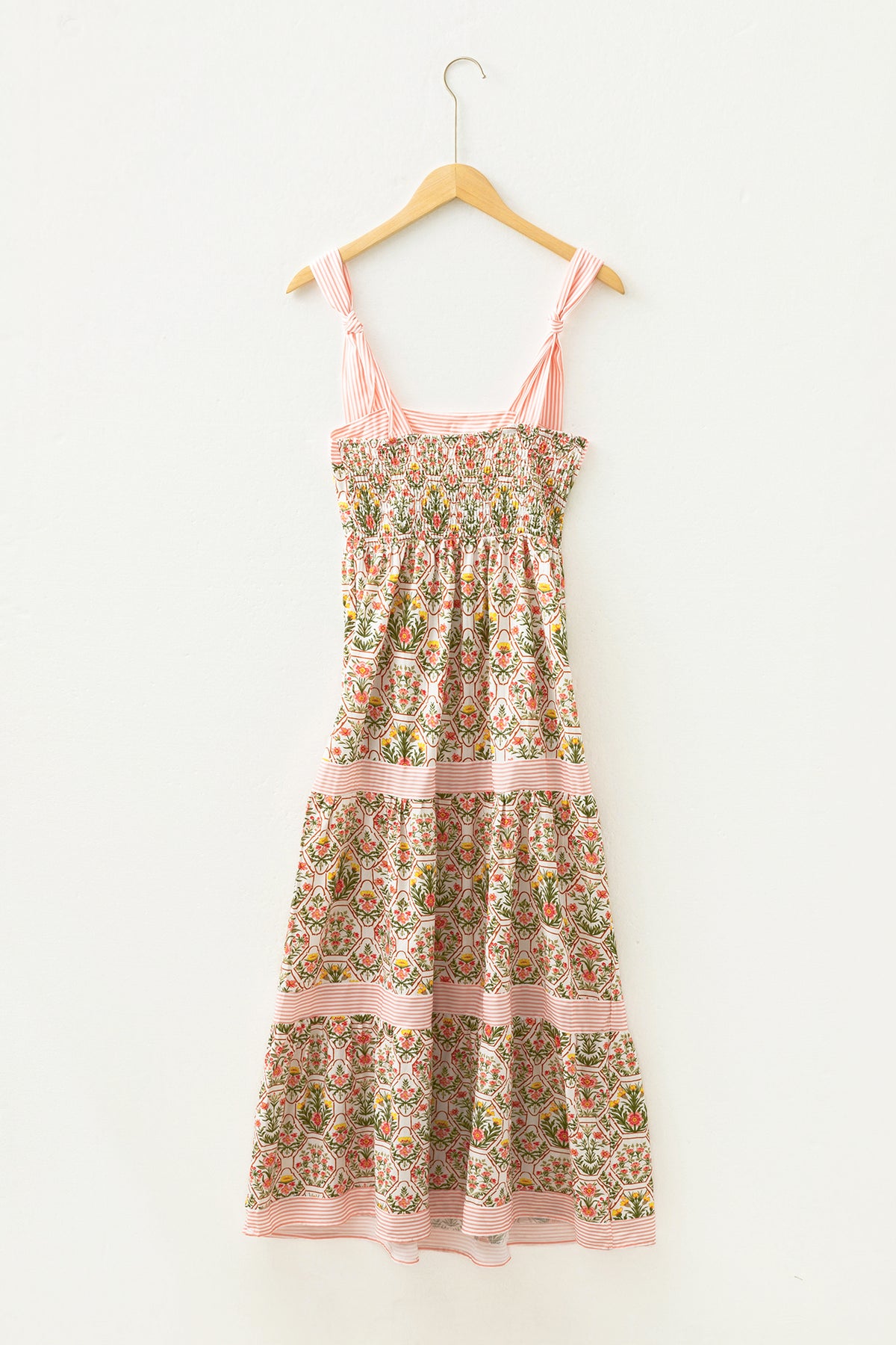 Geometric Striped Sleeveless Floral Dress