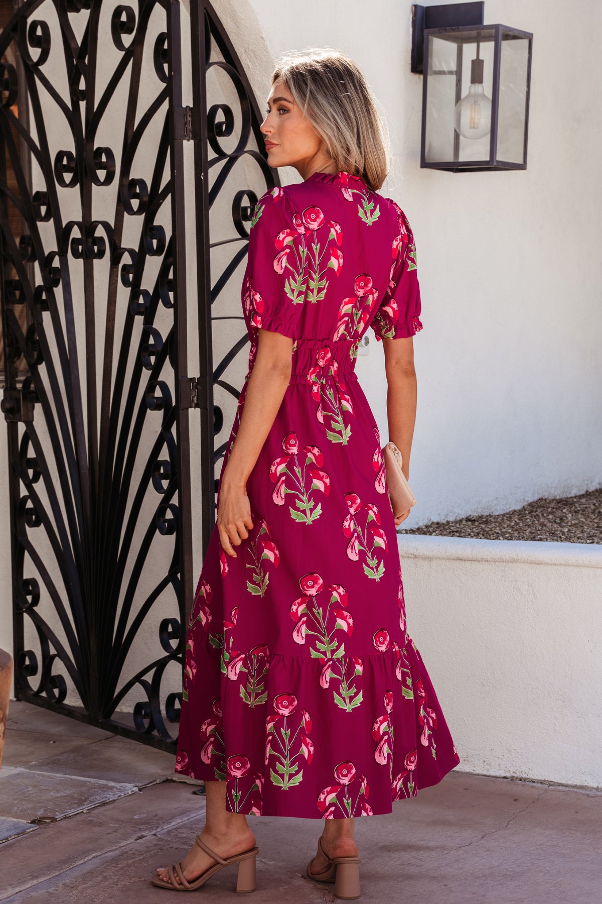 Floral V-neck Ruffle Maxi Dress
