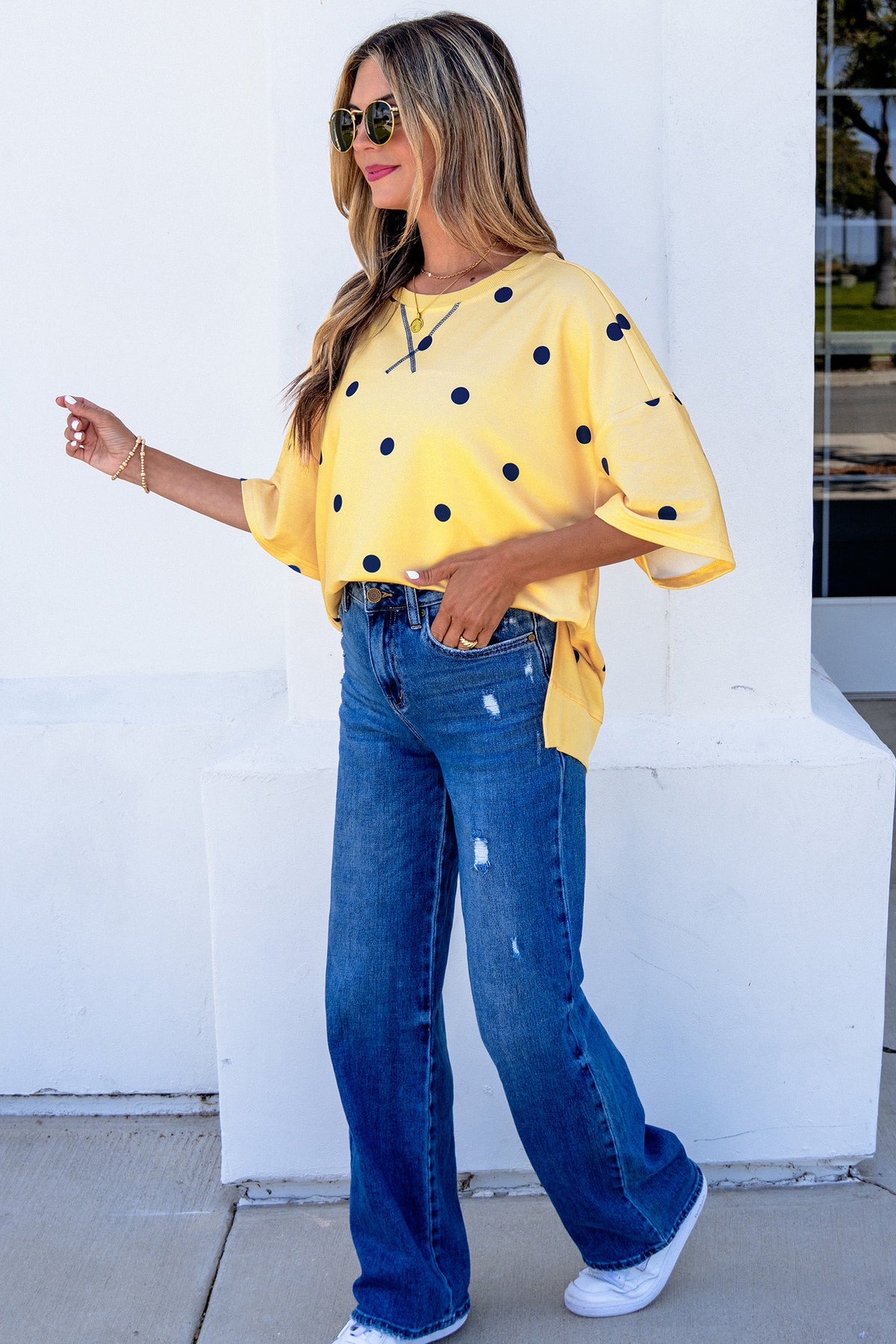 Polka Dot Crossed Oversize Tee