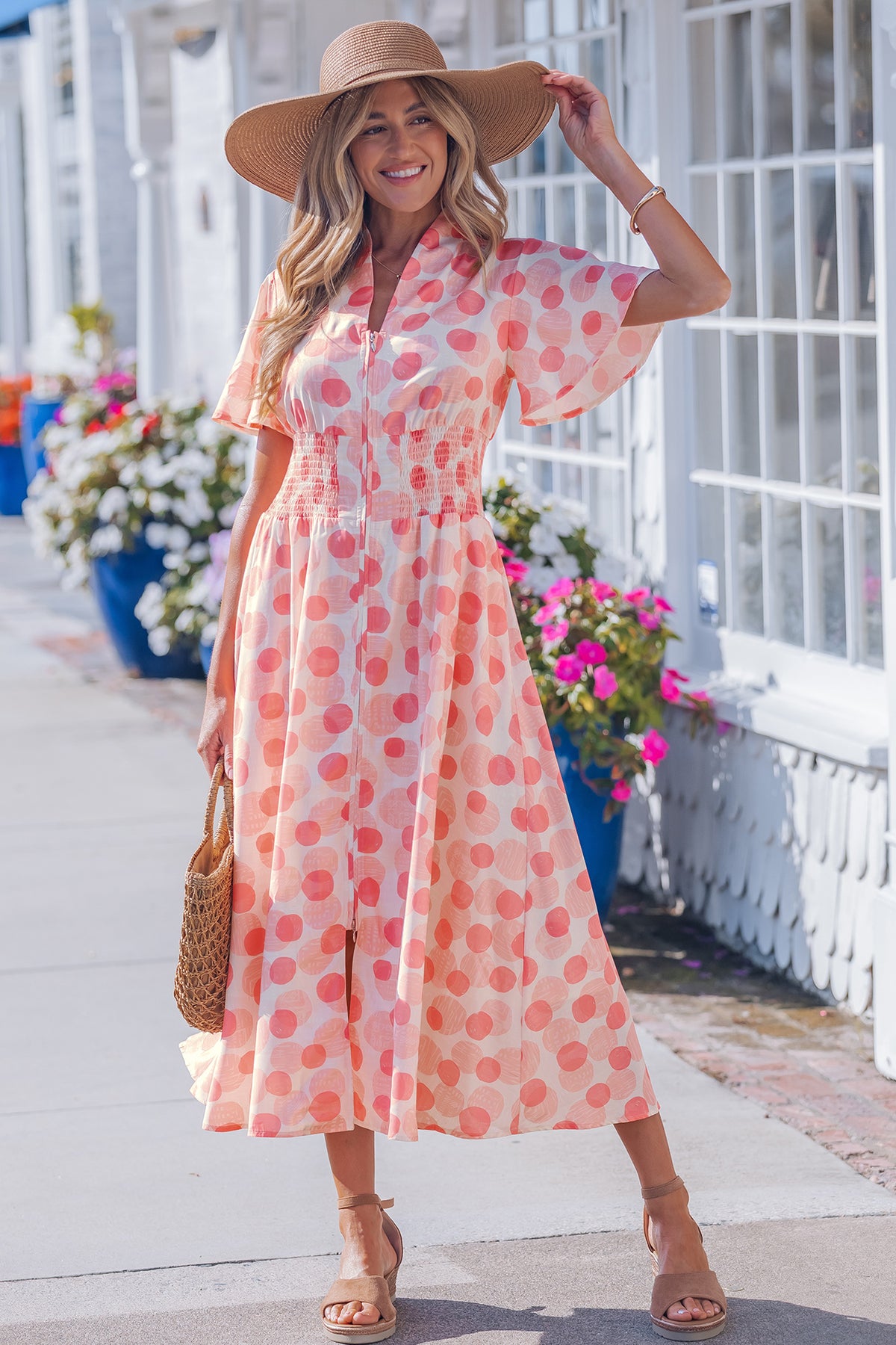 Polka Dot Ruffle Maxi Dress