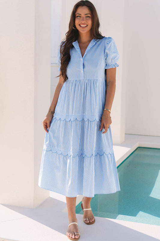 Stripe Bubble Tiered Maxi Dress