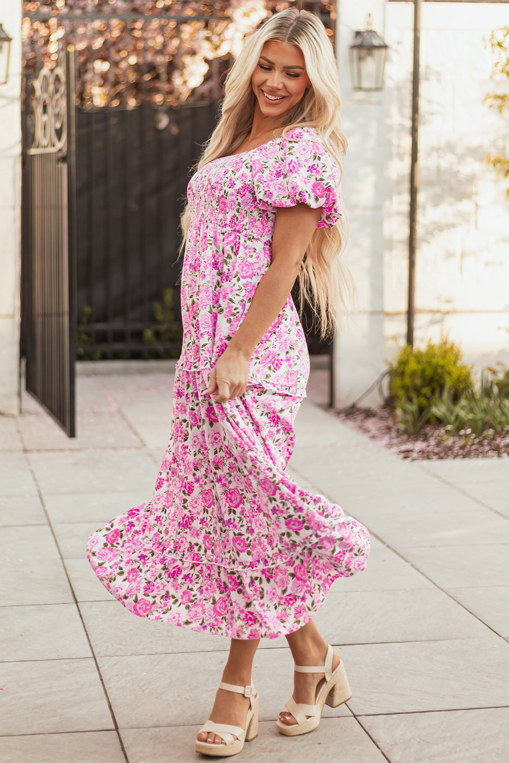 Dainty Floral Smocked Maxi Dress