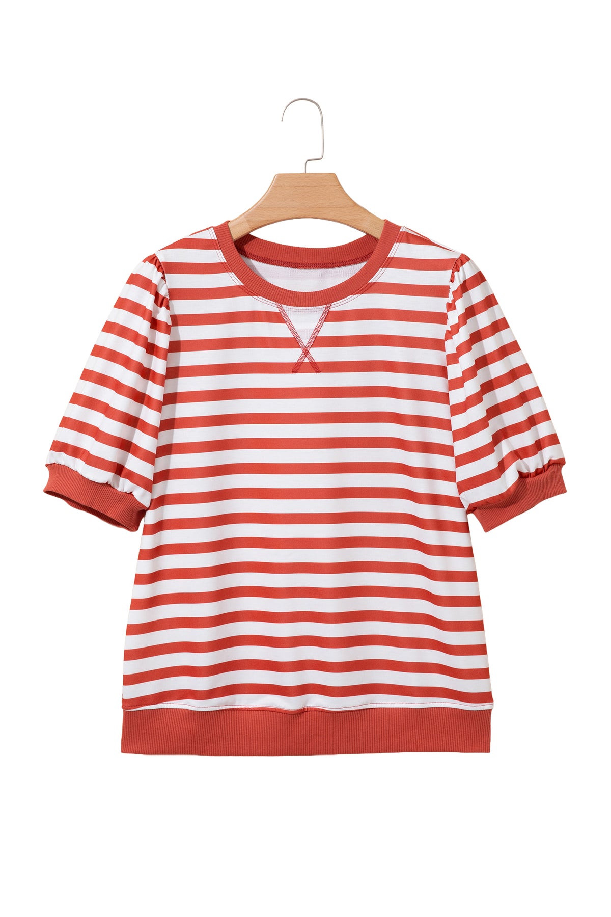 Stripe Short Bubble Sleeve Tee