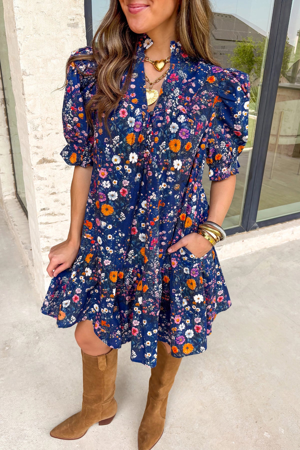Puff Sleeve Mini Floral Dress