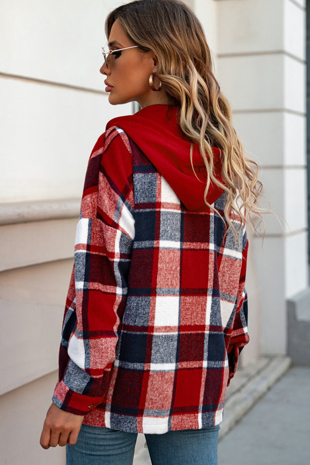 Fiery Button Front Plaid Shackets