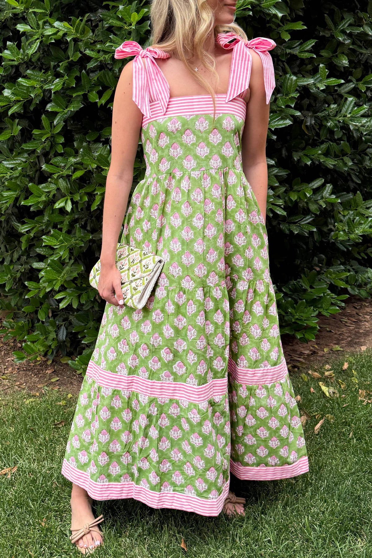 Striped Maxi Floral Dress