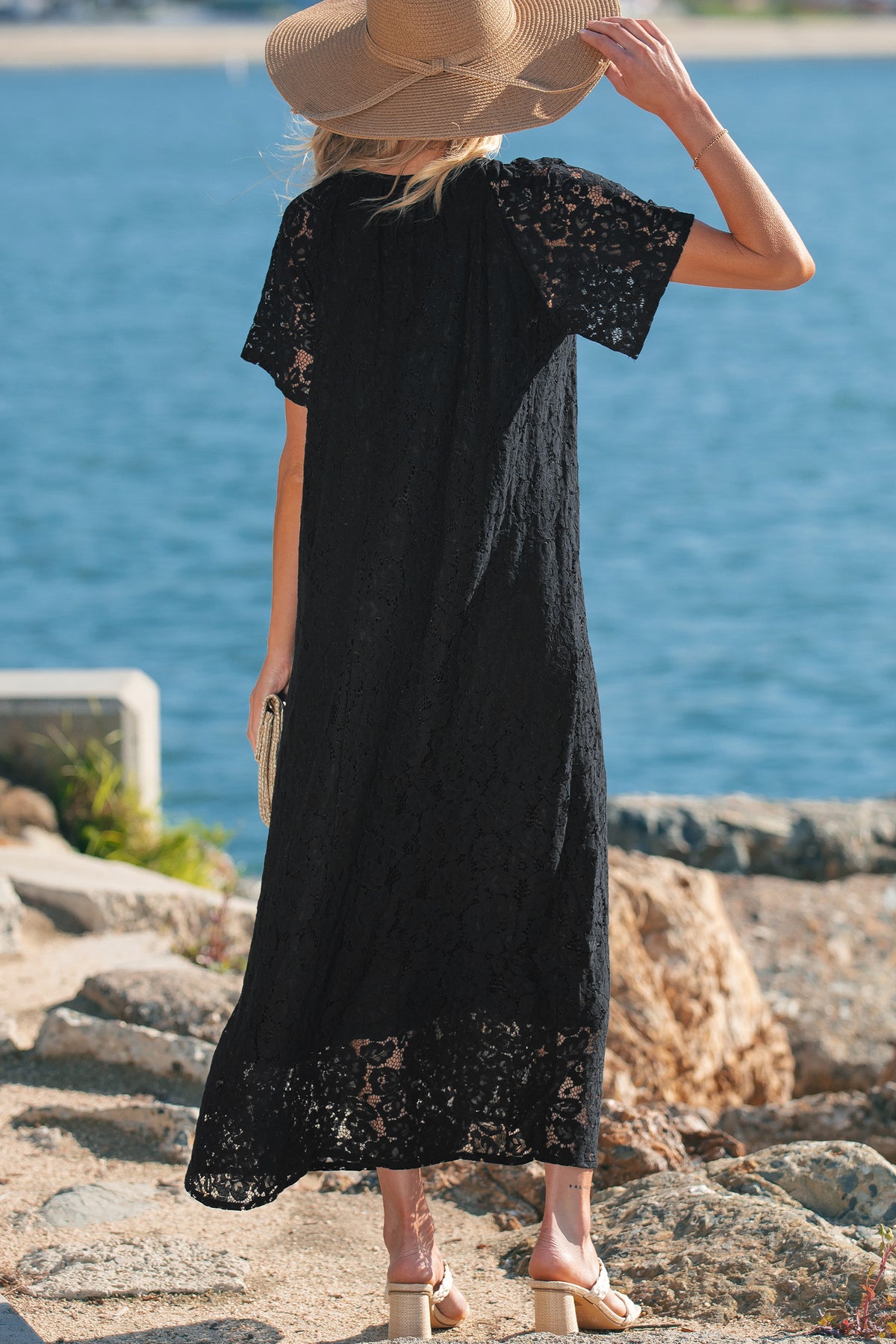 Floral Lace Overlay Maxi Dress