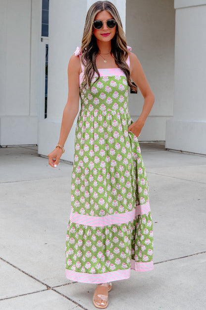 Striped Maxi Floral Dress